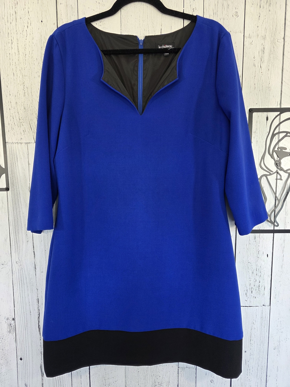Le Château Cobalt Blue & Black Colourblock Dress Size XL Office Business Career